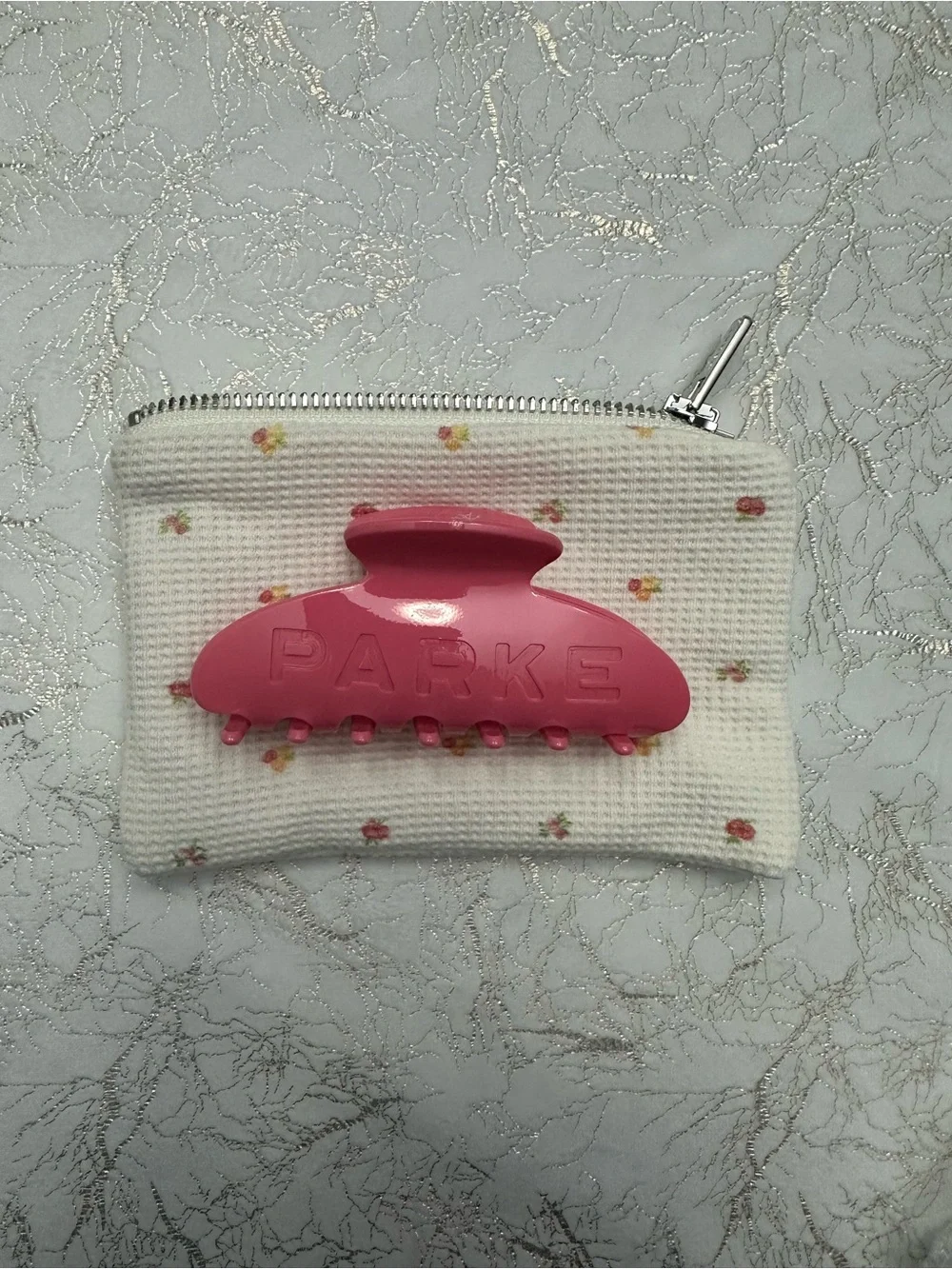 PARKE!! Maggie & Emma Collection Pink Claw Clip & Pouch